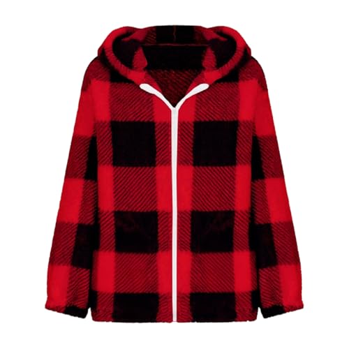 Girls Fleece Jacket with Pocket Zip up Hooded Plaid Shacket Kids Long Sleeve Sherpa Winter Warm Outwear Teen Clothes3
