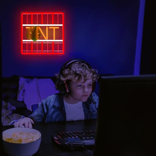 Image of Game Neon Sign TNT Block Led Signs Dimmable Gamer Neon Signs for Wall Decor Gaming Light Up Sign for Men Teens Boys Gamer Room Gifts