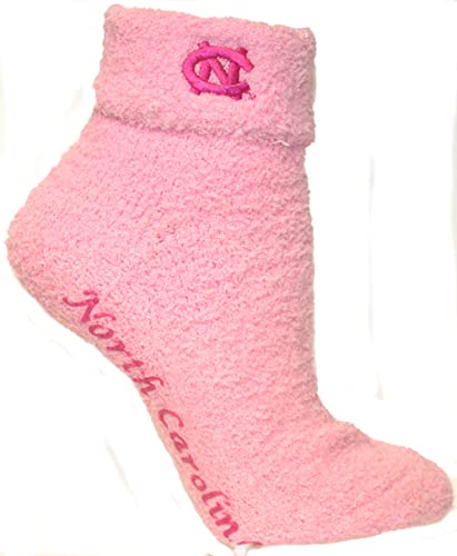 North Carolina Pink Fuzzy Slipper Socks