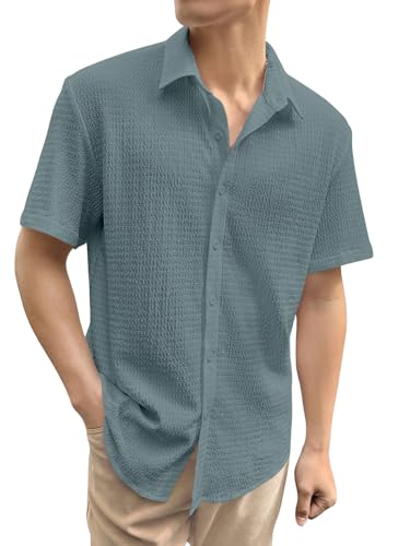 Image of GRECIILOOKS Men's Polycotton Shirt |Stylish Casual Regular Fit Shirts | Textured Half Sleeve | Slim Fit | Business & Meeting Ready (Available in Plus Size)