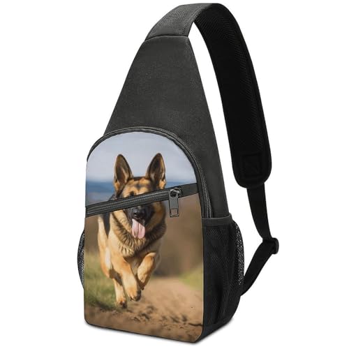 Bolso tipo Sling para hombre y mujer con diseño de pastor alemán miniatura 1