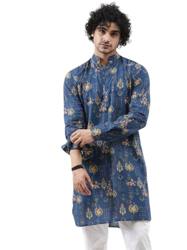 Image of OM SAI LATEST CREATION Men's Kurta || Rayon Motif Printed Kurtas for Men || Stand Collar Neck with Full Sleeve Straight Kurta for Men || Casual Kurta for Mens || Best Gifts for Men.