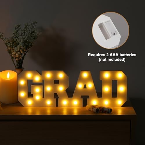 2026 Graduation Decorations- Light Up Letters "GRAD 2026" Class of 2026 Graduation Party Decorations Sign-Ornaments for Class of 2026 Preschool High School College Table Centerpieces Decor Party Supplies - 3
