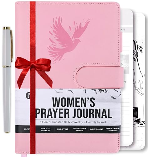 Prazoli Gebetstagebuch für Frauen – Tägliches Andachtsbuch für Frauen, religiöse Tauf- und christliche Geschenke & Bibelstudiumsbedarf für kirchliche Notizen, Andachts-Notizbuch-Zubehör