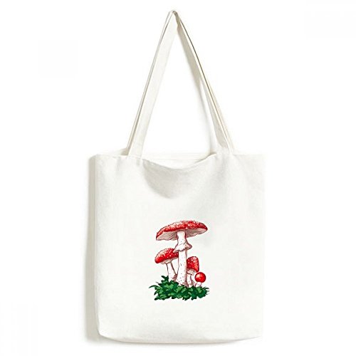 Sac en toile pour remplacer le plastique cabas lavable champignon rouge solide
