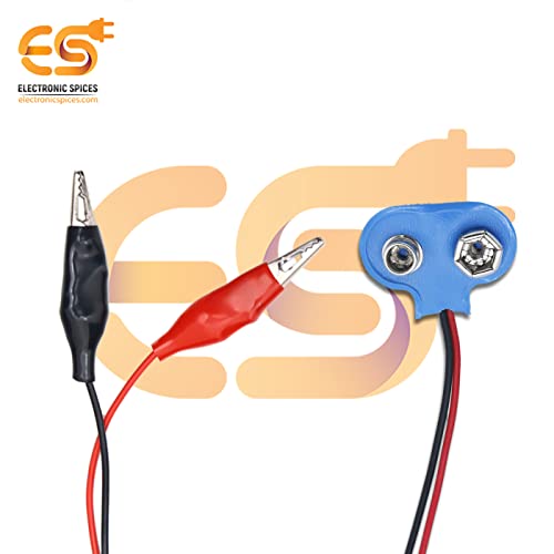 Image of Electronic Spices 9V battery clip connector with two Alligator clip pack of 5pcs