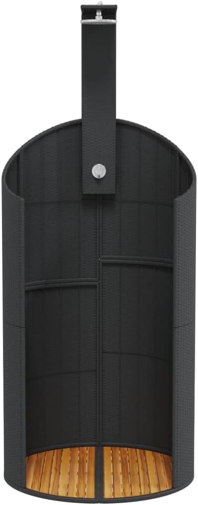 Black PE Rattan Outdoor Shower, Large Twisty Portable Spa Shower for Home, Durable Weather-Resistant Designed Outside Unit for Garden & Poolside Living Space
