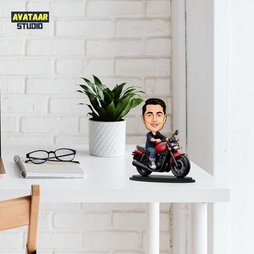 Image of Personalized Gift for Wife, Husband, Girlfriend, Boyfriend, Friends Character Caricature Photo Frame Unique Design Customized Gift for Friends & Family (BIKE RIDER) (7 INCHES)