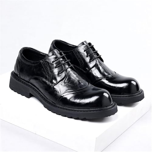 Men's Leather Derby Shoes Thick Sole Business Casual Brogue First Layer Cowhide Hand Grab Pattern British Style Shoes4