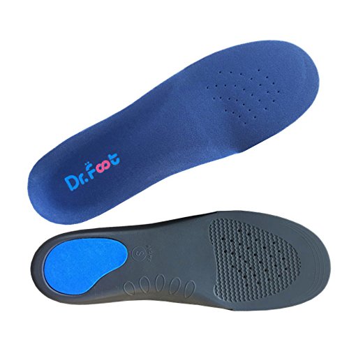 Dr. Foot Full Orthotics Shoe Insoles - Arch Support Inserts Correct Flat Feet, Over-Pronation, Fallen Arch (S - W6.5-8 | M5.5-7) Blue&Black