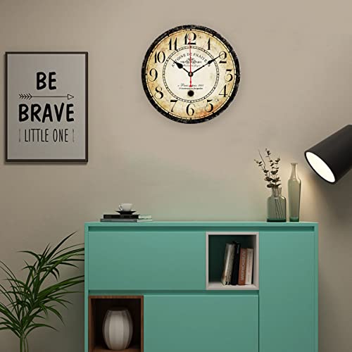 12 Inch Retro Wall Clock, Thick Wood Kitchen Clock Silent Non-Ticking Wall Clocks Battery Operated, Rustic Vintage Decorative Clocks For Living Room, Kitchen, Office, Bedroom, Laundry Room #TOP5