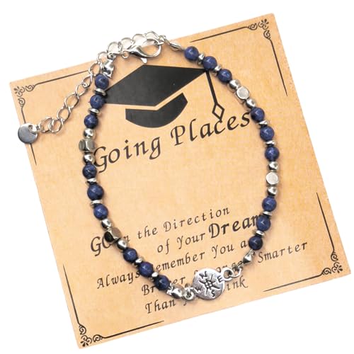 [faytobe] Adjustable Graduation for Stone Bead Jewelry Gifts Set for College Friend Commemorative Keepsakes with Box Graduation 