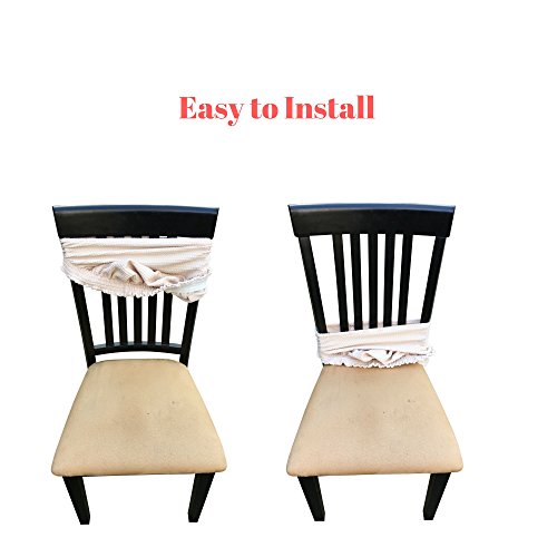 Reliabest Waterproof Dining Chair Cover Protector - Pack 2 - Perfect For Pets, Kids, Elderly, Restaurants, Party - Machine Washable, Snugly Fit, Removable, Clean The Mess Easily (Beige) #TOP1
