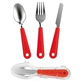 New Soda Camping Utensils Set with Case, Portable Backpacking Utensil Flatware Set, 3pc Stainless Steel Knife, Fork, Spoon Silverware - Ideal Hiking or Backpacking Combo