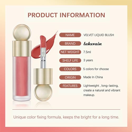 Coosa Liquid Blush For Cheeks, Soft Cream Makeup Blush, Pink Velvet Texture - Moisturizing Natural-Looking Long Lasting Face Blush Makeup With Finger Puffs thumb #5