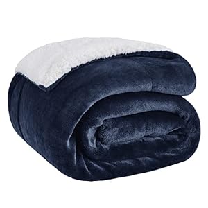 Bedsure GentleSoft Sherpa Fleece Twin Size Blanket for Couch, Non-Heated, Thick and Warm Throw for Women and Men, Soft Fuzzy Plush Heavy Twin Blanket for Winter, Navy, 60×80 Inches