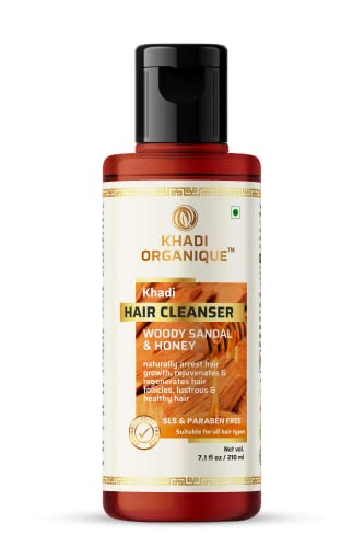 Image of Khadi Organique Woody Sandal & Honey Hair Cleanser Shampoo | SLS & Paraben Free Herbal Shampoo | Nourishing, Strenghten, Anti-Dandruff & Hair Fall Control | For Daily Use - 210 ml (Pack of 2)
