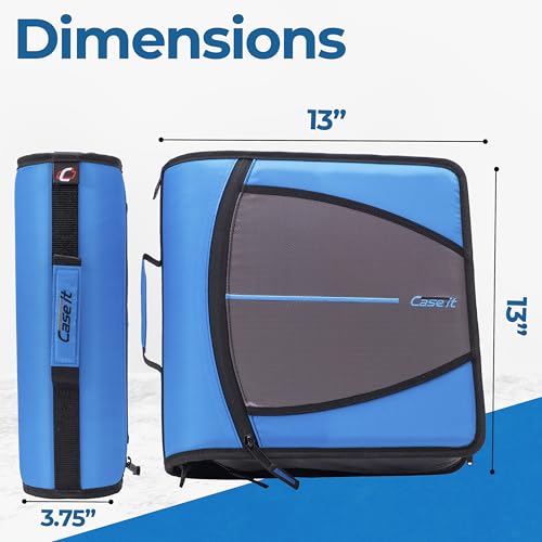Case-it Mighty Zip Tab Zipper Binder, 3" O-Ring with 5-Color tabbes, Expanding File Folder and Shoulder Strap and Handle, D-146-Denim Blue - Thumbnail 5