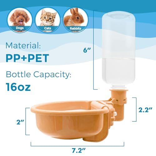 16oz Pet Water Bottle, Gravity Dog Water Bowl Dispenser for Cage, Anti-Overflow Water Dispenser for Small Dogs, Cats, Rabbits and Other Small Animals, BPA Free, Orange 16oz Pet Water Bottle, Gravity Dog Water Bowl Dispenser for Cage, Anti-Overflow Water Dispenser for Small Dogs, Cats, Rabbits and Other Small Animals, BPA Free, Orange