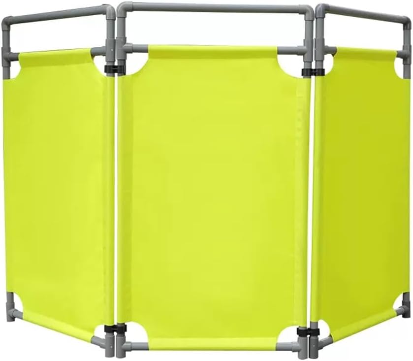 Foldable Safety Barricade, 3 Panels Safety Security Gate PVC Frame Portable Barrier Door Engineering Repairs Caution Barricade for Crowd Control，Green 175x100cm