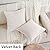 FUTEI Cream White Striped Decorative Throw Pillow Covers 18x18 Inch Set of 2,Square Spring Decorations Couch Pillow Case,Soft Cozy Faux Rabbit Fur & Velvet Back,Modern Home Decor for Bed
