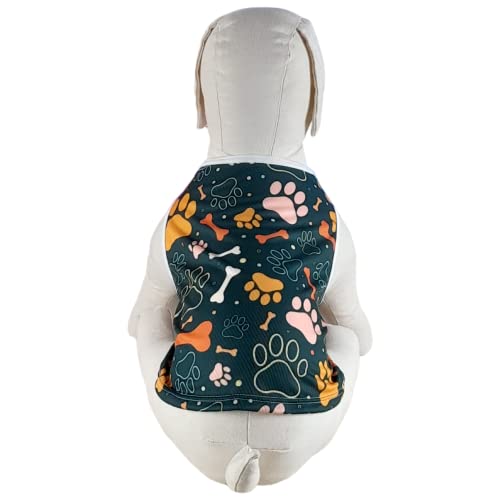 Roupa para Pet Estilo Regata Personalizada com Estampa de Patinhas 2 (Padrão, M)