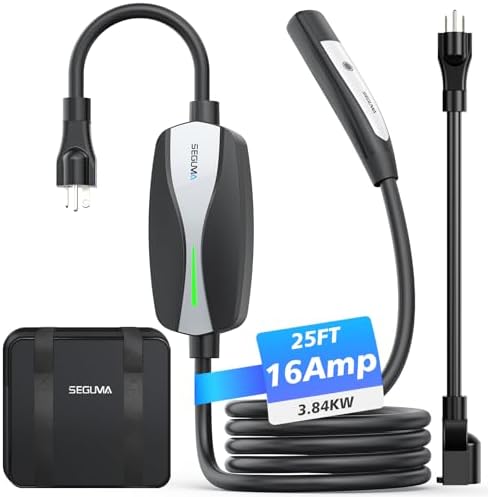 Level 1/2 Tesla Charger, 12A/16A, 25ft Extension Cable, Dual Volt...