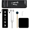 128 Hz Tuning Fork Weights Aluminum Clinical Grade Nerve/Sensory with Black Silicone Hammer, Cleaning Cloth and Felt Case, Non-Magnetic Aluminum Alloy