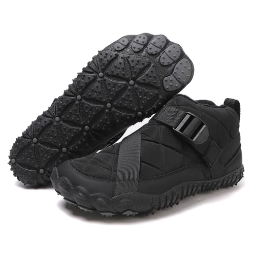 Image of Winter Footwear Barefoot Shoes Women Men Zero Drop Barefoot Hiking Boots Slip On Warm Waterproof Snow Boot Minimalist Wide Toe Ankle Booties Five Finger Hike Shoes Outdoor