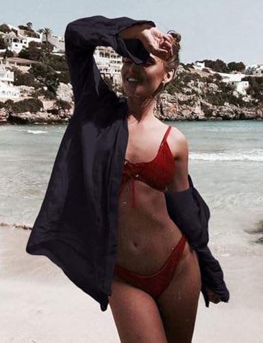 Image of Breezy Lane Beach Cover Up for Women Button Down Shirt Swimsuit Coverup Bathing Suit Cover Ups for Swimwear Vacation