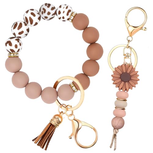 Qubusm 2PCS Bracelet Key Ring Set, Cute Car Key chain