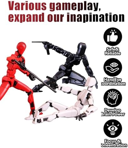 Action Figure Toys, Action Figure, Action Figures 3D Printed Dummy 13 Action Figure Articulated Lucky 13 Gift for Collectors Desktop Decorations (Black(5 Pcs))
