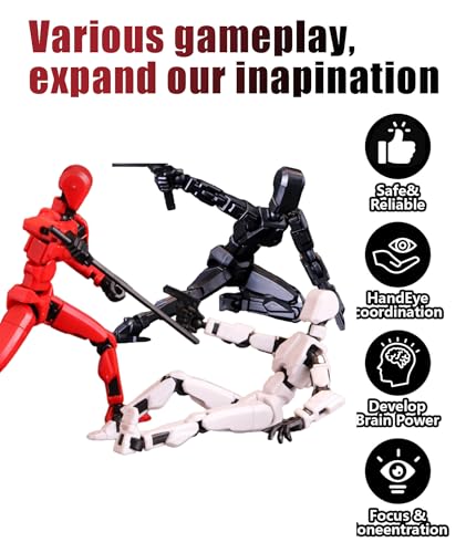 Action Figure Toys, Action Figure, Action Figures 3D Printed Dummy 13 Action Figure Articulated Lucky 13 Gift for Collectors Desktop Decorations (Black(5 Pcs))