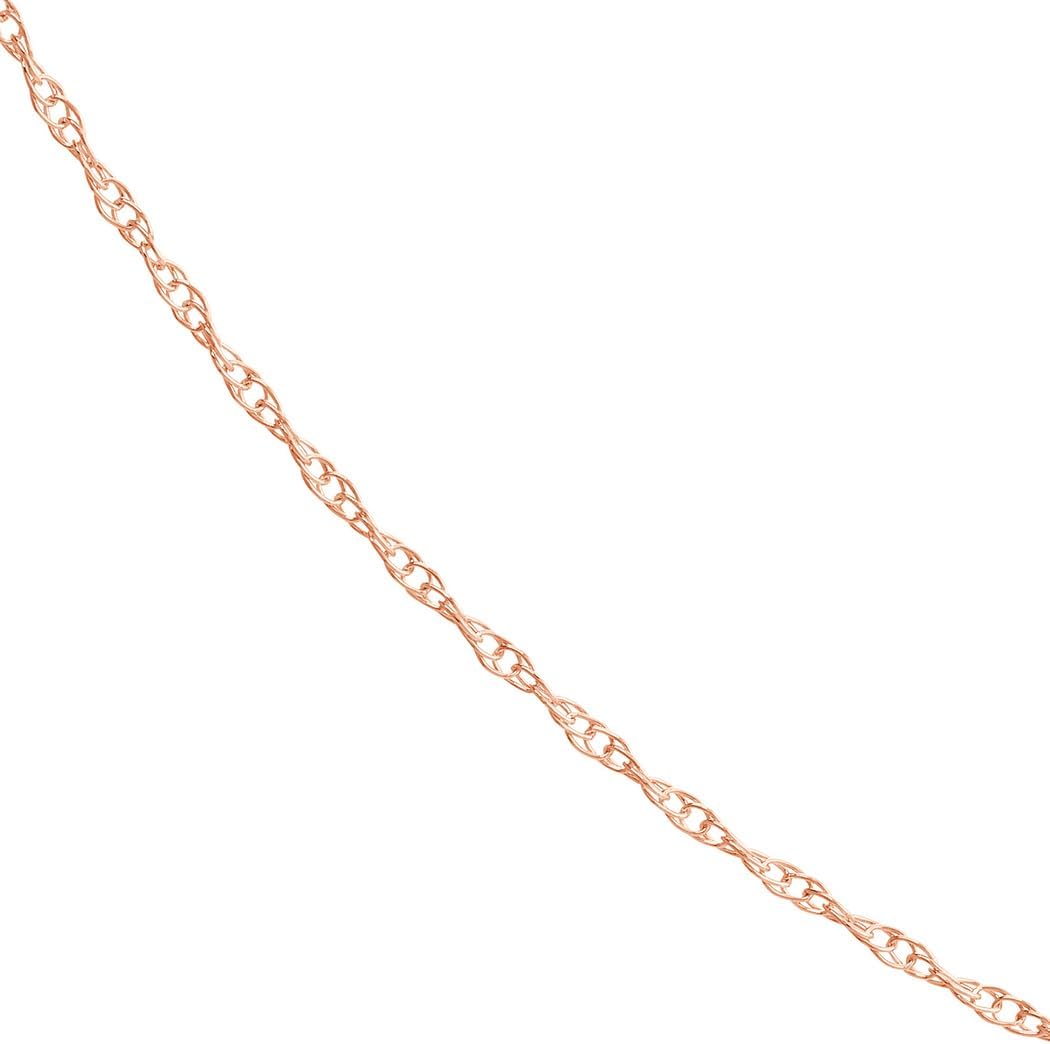 JewelryWeb 14k Rose Gold 0.7mm Light Weight Rope Chain Necklace 5.5mm Spring-Ring Closure 18 Inch Chain Necklace for Women and Men