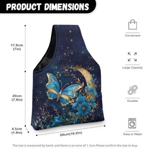 Image of ZUXONGSYBlue Moon Yarn Bags for Knitting Butterfly Yarn Tote Bag for Women Floral Portable Knitting Project HanbBag for Crochet Hooks
