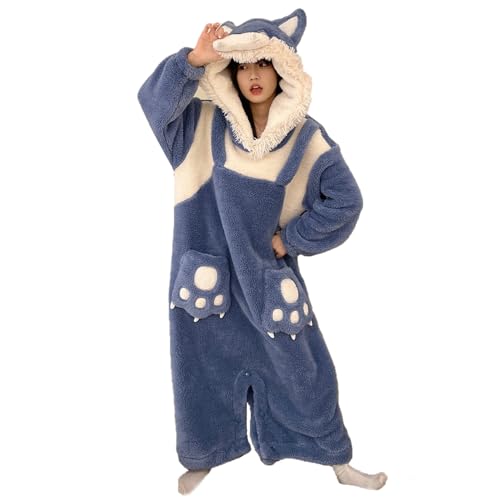 HULG Combinaison Femme, Costume d'Halloween, Pyjama Animal Une Pièce d'Hiver en Flanelle, Doux Et Chaud, Idéal Pour Carnaval (L)