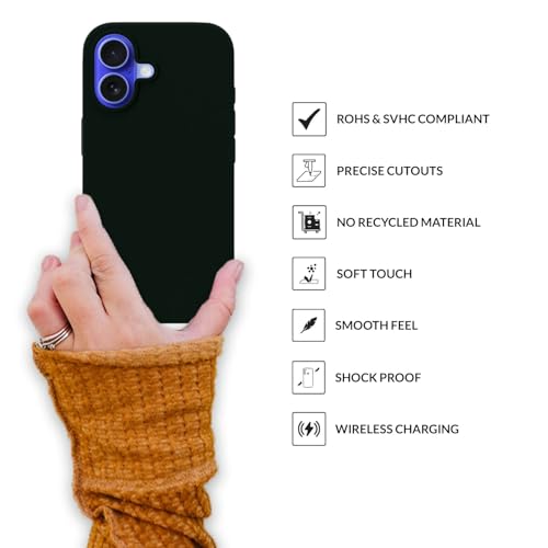 Image of SPRIG Compatible with iPhone 16 Premium SilkTone (Liquid Silicone) Back Cover Drop Tested Shock Proof Mobile Case for Men, Women, Boys and Girls with Camera Protection (Dark Green)