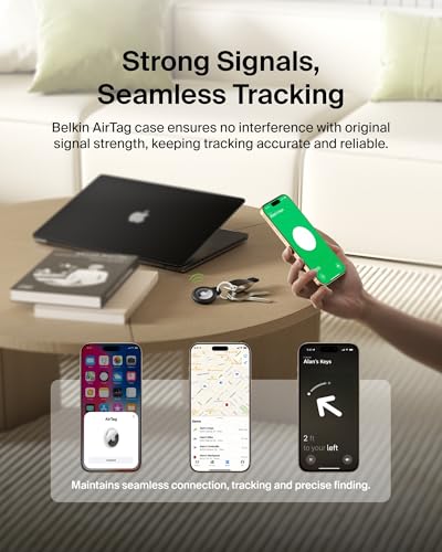 Belkin AirTag Hülle mit Schlüsselanhänger (Secure Holder Schutzhülle für Air Tag, Accessoire mit Kratzschutz), 4er-Pack, Schwarz