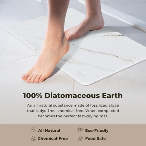 Image of TOSORO - Stone Bath Mat Diatomaceous Earth Shower Mat Non-Slip Super Absorbent Diatomite Stone Bath Mats for Bathroom Floor Quick Drying Natural Easy to Clean (23.5 x 15) - Sandstone, 2pcs