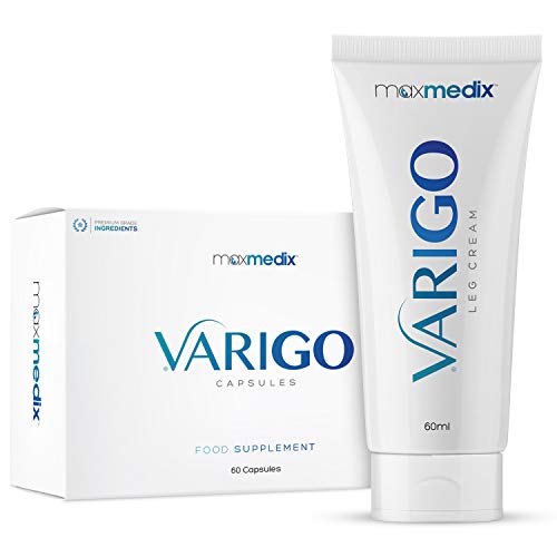 VARIGO COMBO CRÈME ET GÉLULES - Traitement des Varices, Circulation Sanguine Jambes, Anti Jambes Lourdes, Beurre de Karité, Aloe Vera, Anti Varices, Crème et Gélules, Démontrer Cliniquement - MAXMEDIX