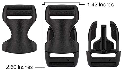 10 - 1 Inch Ykk Flat Heavy Duty Dual Adjustable Side Release Plastic Buckles #TOP1