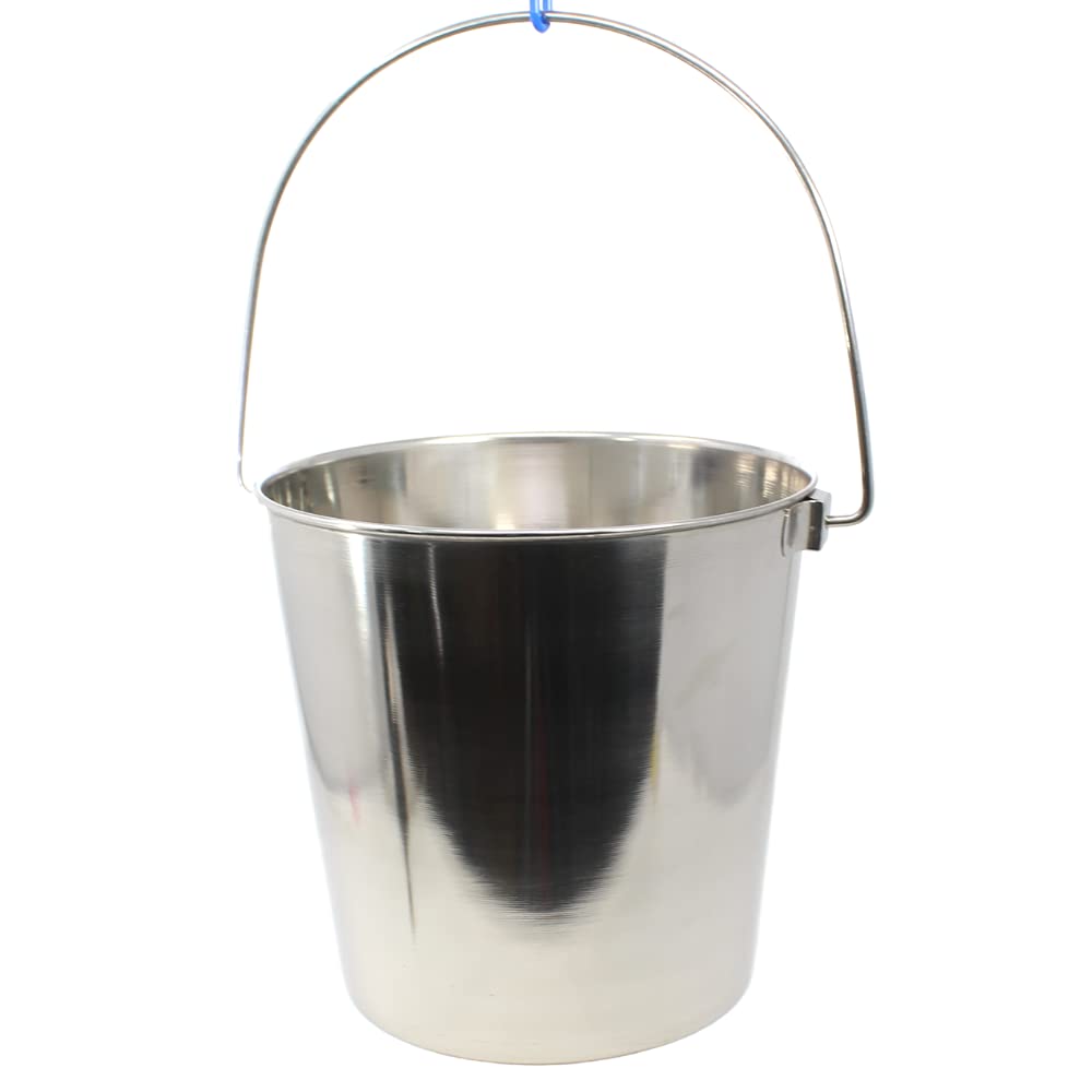 Bonka Bird Toys 800102 6 Quart Stainless Steel Pail Durable Shiny Pets Food Water Liquid Treat Feed