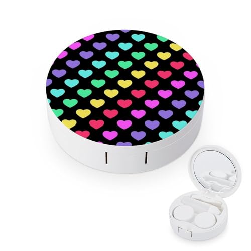 fkgvwo Contact Lens Container Color Love Travel Contact Lens Box with Mirror Tweezers Solution Bottle