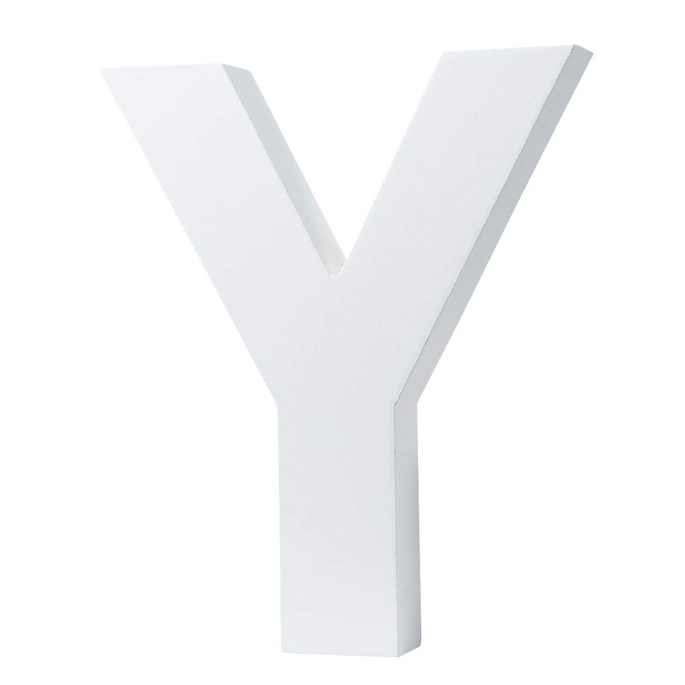 Zebery 5.9"（L) x4.7"(H) x0.8"(W) 15x12x2cm Wall Letters Marquee Alphabet Y Wood Wooden Number DIY Block Words Sign Hanging Decor Letter for Home Bedroom Office Wedding Party Decor White