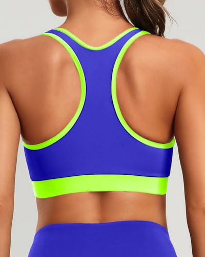 Image of Holipick Women's Sports Bra Bikini Tops Racerback Swim Top Scoop Neck Bathing Suits Top Modest Padded Crop Tops Swimsuit Only