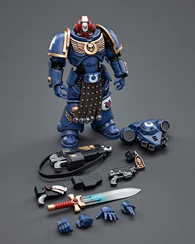 Pipigirl Joytoy × Warhammer 40K Genuine License 1/18 Soldier Action Figures, Ultramarines Intercessor Veteran Sergeant, 4Inch Army Military Extreme Warrior Models Kits (Brother Aeontas) #TOP5