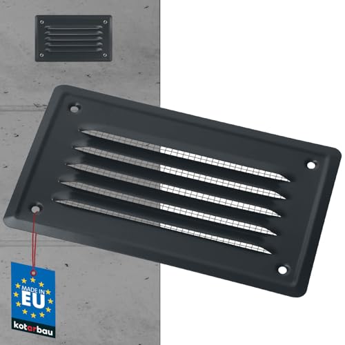 KOTARBAU® Lüftungsgitter 165x100 mm Abluftgitter Einschrauben Lackiert Kamin Belüftung Hell Anthrazit Insektschutzgitter beständig gegen Korrosion