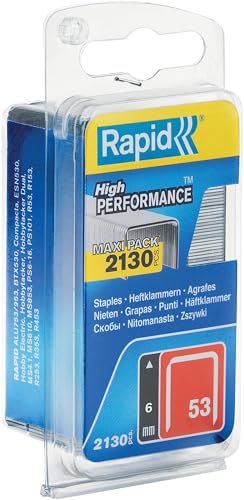 Rapid Tackerklammern Typ 53, 6 mm, Feindrahtklammern aus verzinktem Stahl, 2.130 Stück, für Holz, Stoffe und Textilien