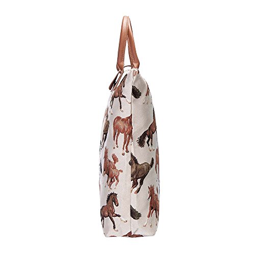 Signare Tapestry Foldable Tote Bag Reusable Shopping Bag Grocery Bag with Animal and Pet Design (Running Horse, FDAW-RHOR) - Image 3