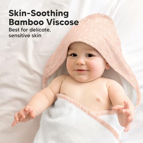 Image of KeaBabies Hooded Baby Towel for Newborn, Baby Bath Towels (Crystal, 35x35) | Viscose Derived from Bamboo, Large Baby Towels with Hood, Boys, Girls, Toddler, Soft Absorbent Baby Bath Essentials